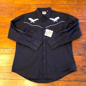 Ely Cattleman men’s size XL western pearl snap button down shirt black NWT